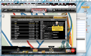 Screenshot Monopoly City Streets at 2009-09-19, showing Leaderboard of Cheaters